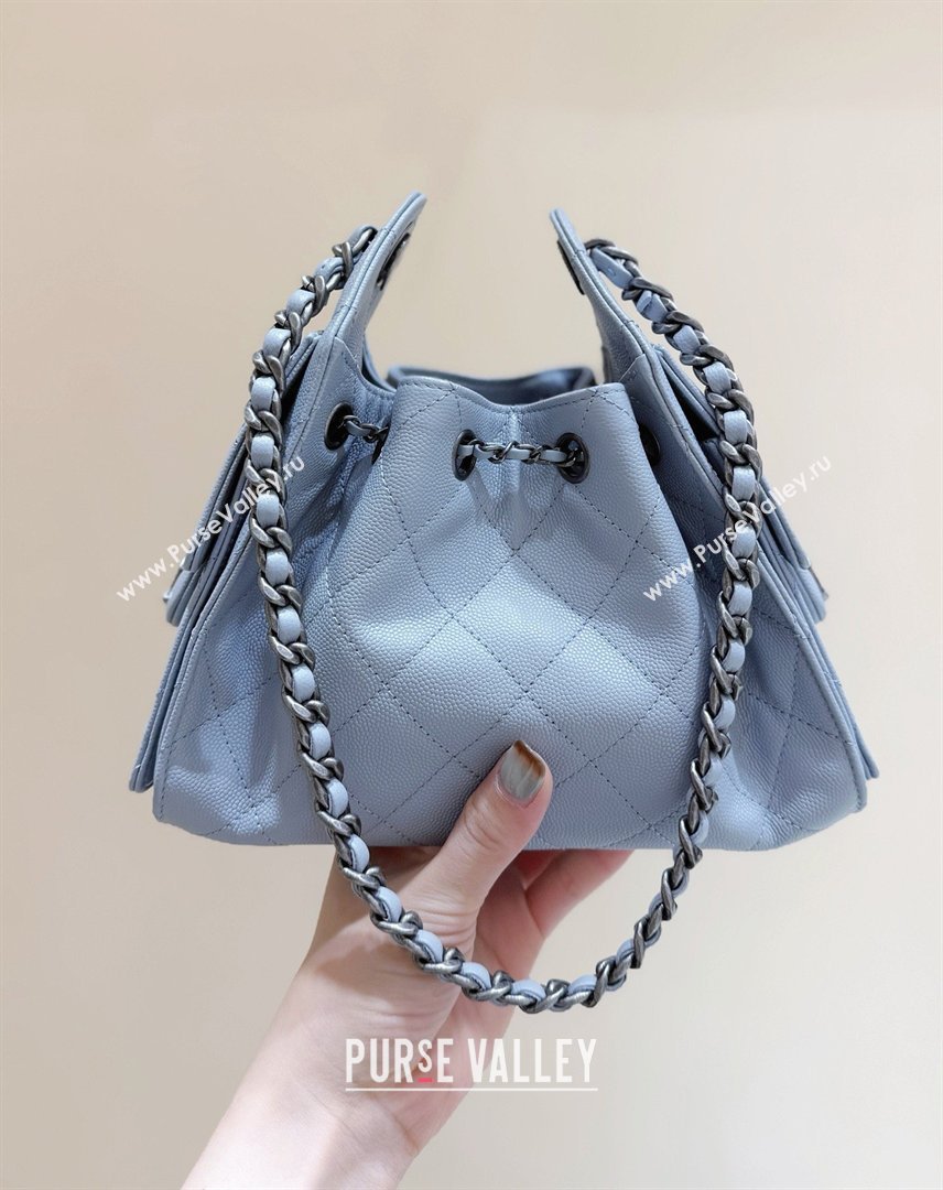 Chanel 25 Mini Handbag in Grained Calfskin AS5631 Light Blue/Silver 2026 Top Quality (SHUNY-26031809)