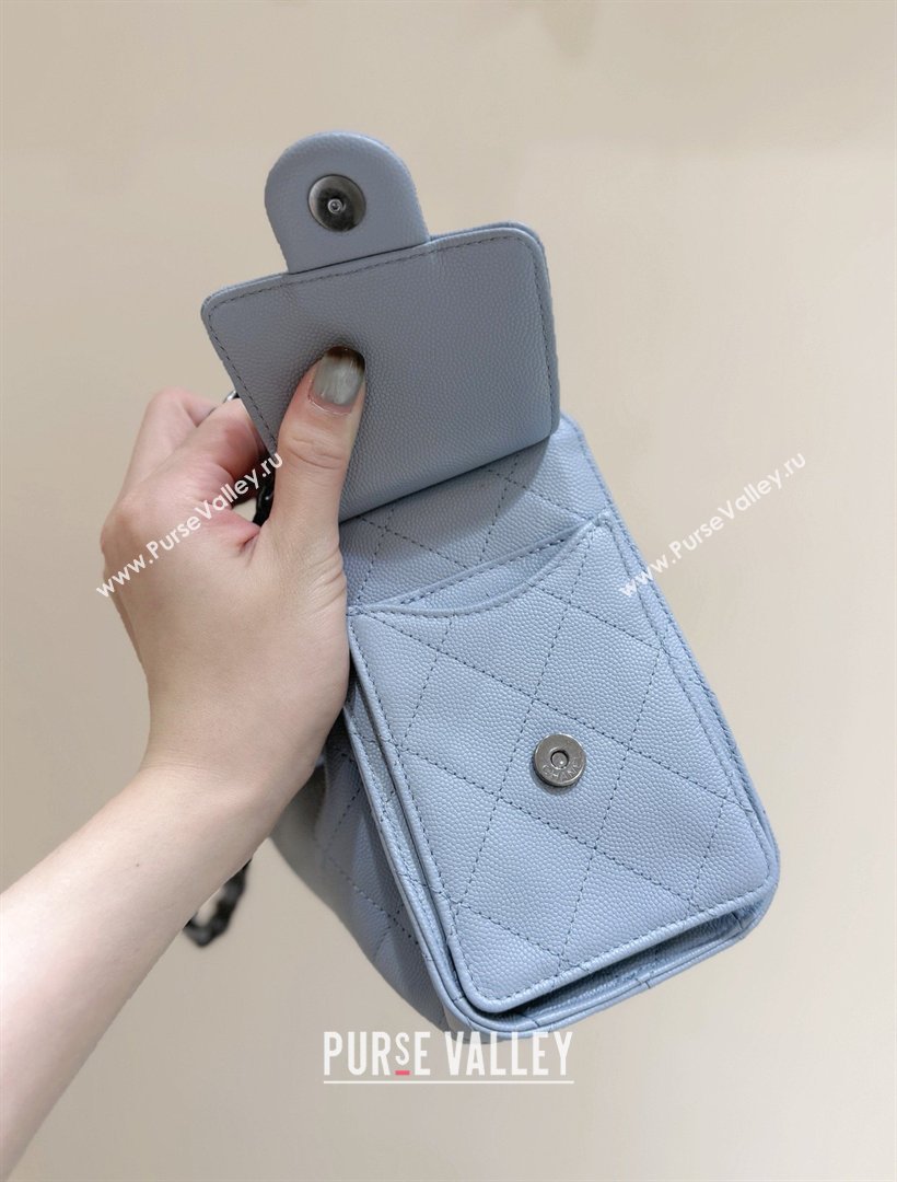 Chanel 25 Mini Handbag in Grained Calfskin AS5631 Light Blue/Silver 2026 Top Quality (SHUNY-26031809)