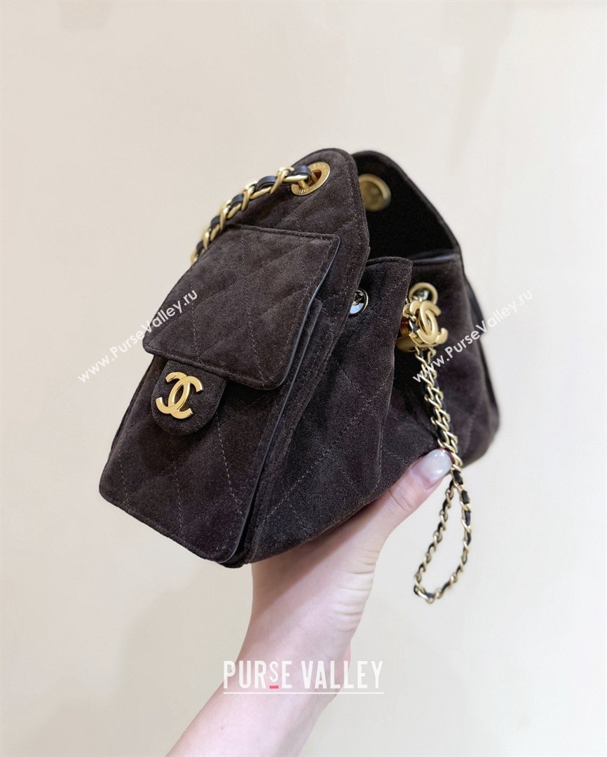 Chanel 25 Mini Handbag in Suede Calfskin AS5631 Dark Brown 2026 Top Quality (SHUNY-26032301)