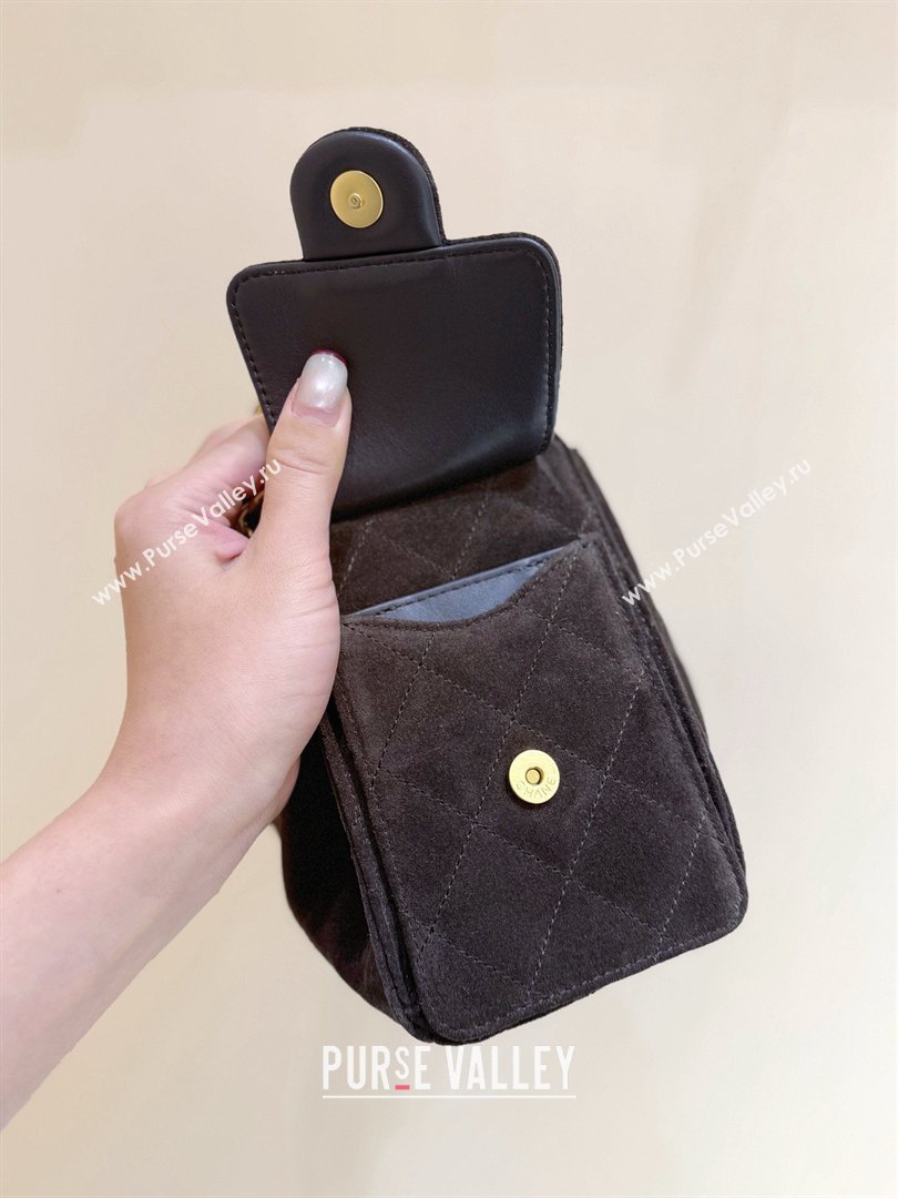 Chanel 25 Mini Handbag in Suede Calfskin AS5631 Dark Brown 2026 Top Quality (SHUNY-26032301)
