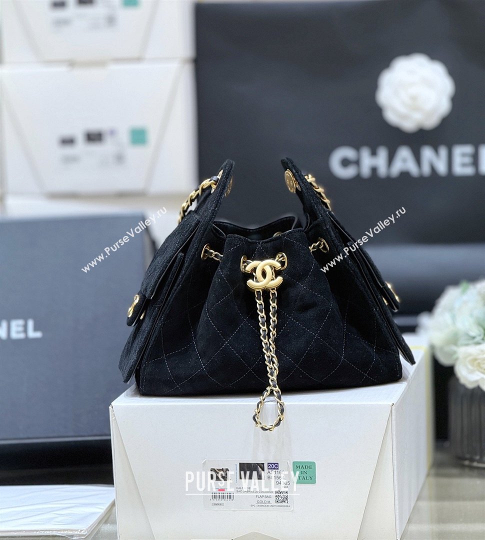 Chanel 25 Mini Handbag in Suede Calfskin AS5631 Black 2026 Top Quality (SHUNY-26032302)