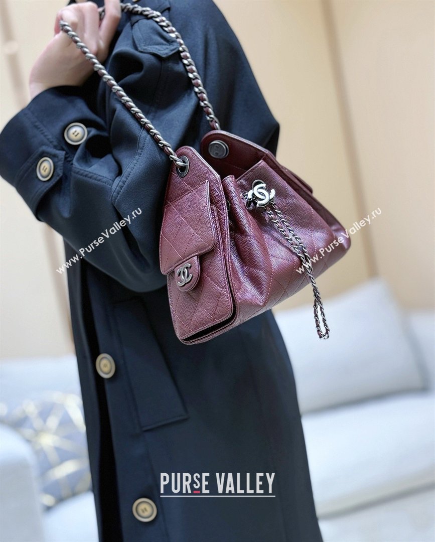 Chanel 25 Mini Handbag in Grained Calfskin AS5631 Burgundy/Silver 2026 Top Quality (SHUNY-26031808)