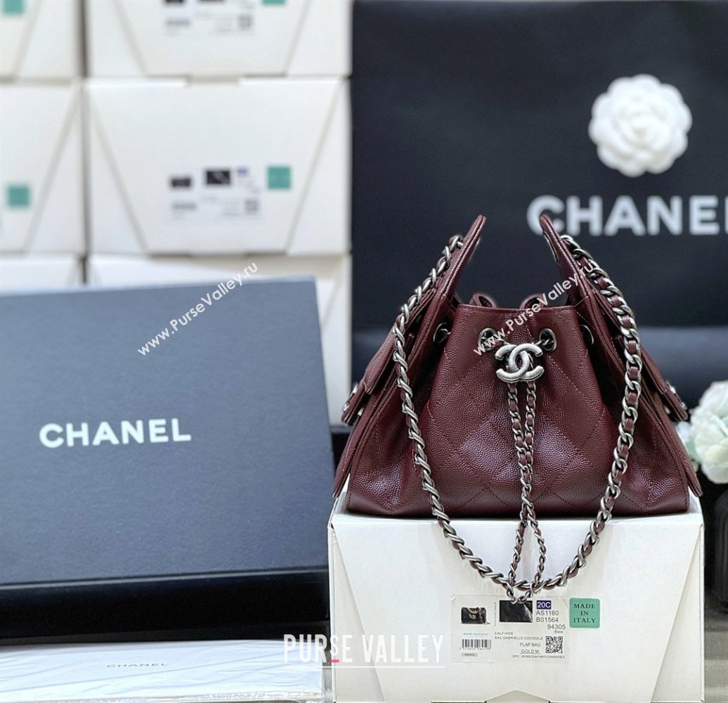 Chanel 25 Mini Handbag in Grained Calfskin AS5631 Burgundy/Silver 2026 Top Quality (SHUNY-26031808)