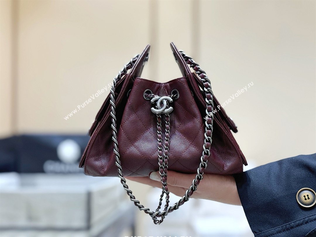 Chanel 25 Mini Handbag in Grained Calfskin AS5631 Burgundy/Silver 2026 Top Quality (SHUNY-26031808)