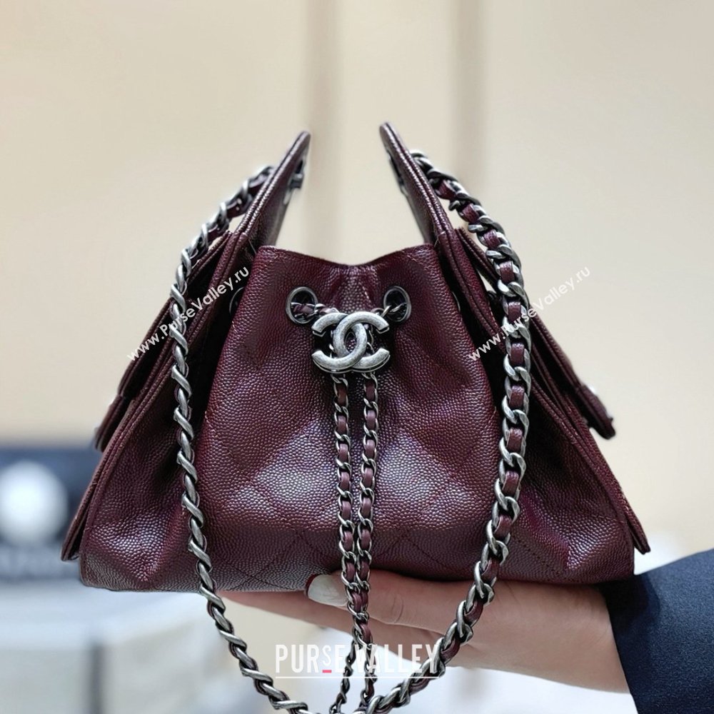 Chanel 25 Mini Handbag in Grained Calfskin AS5631 Burgundy/Silver 2026 Top Quality (SHUNY-26031808)
