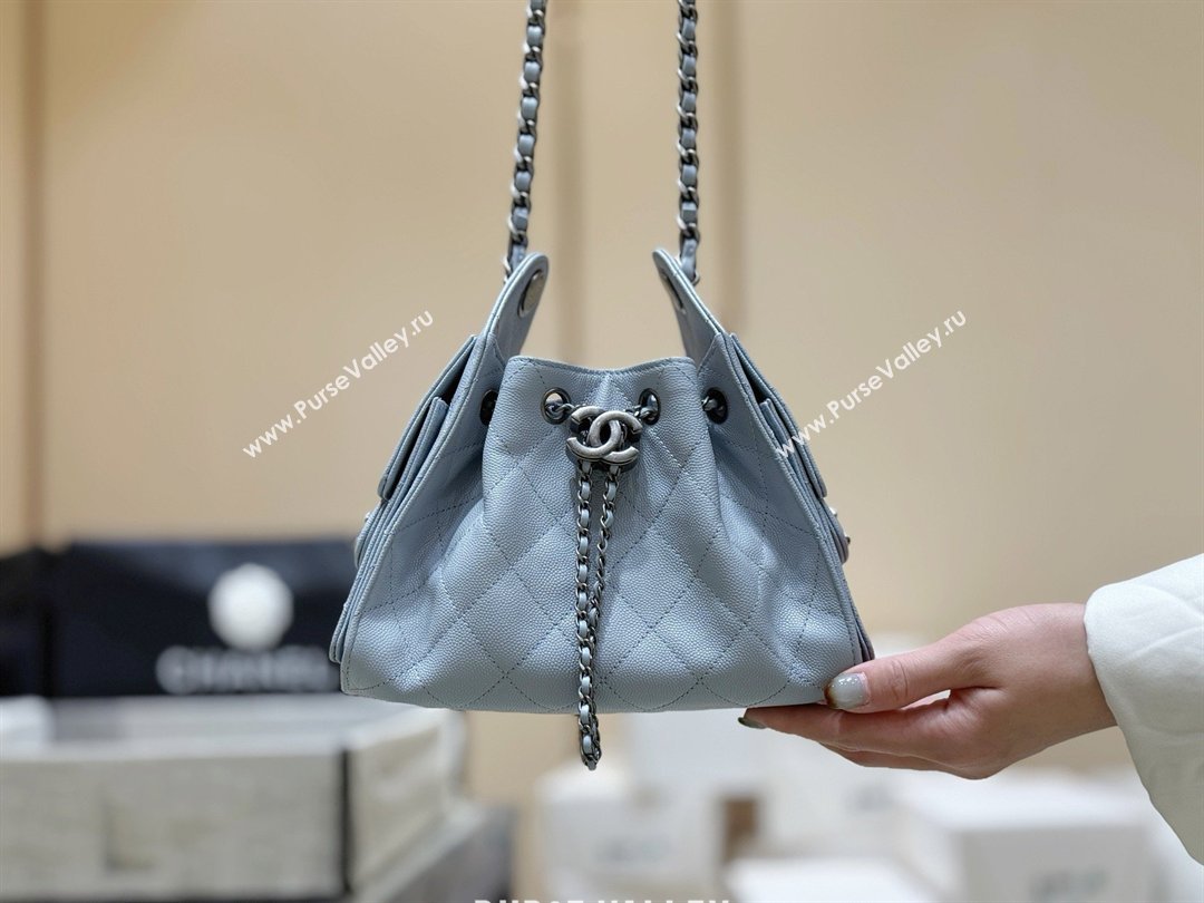 Chanel 25 Mini Handbag in Grained Calfskin AS5631 Light Blue/Silver 2026 Top Quality (SHUNY-26031809)