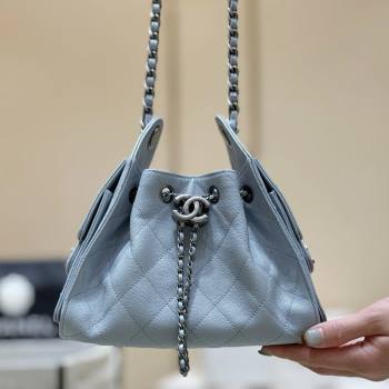 Chanel 25 Mini Handbag in Grained Calfskin AS5631 Light Blue/Silver 2026 Top Quality (SHUNY-26031809)