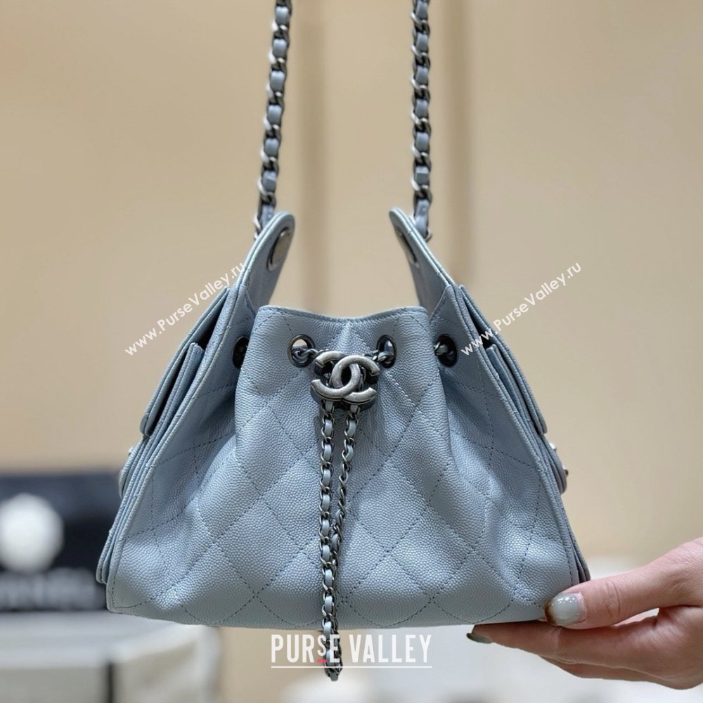 Chanel 25 Mini Handbag in Grained Calfskin AS5631 Light Blue/Silver 2026 Top Quality (SHUNY-26031809)