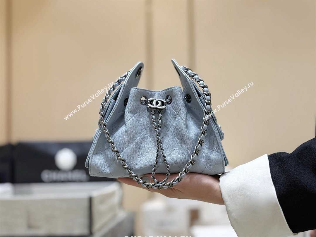 Chanel 25 Mini Handbag in Grained Calfskin AS5631 Light Blue/Silver 2026 Top Quality (SHUNY-26031809)