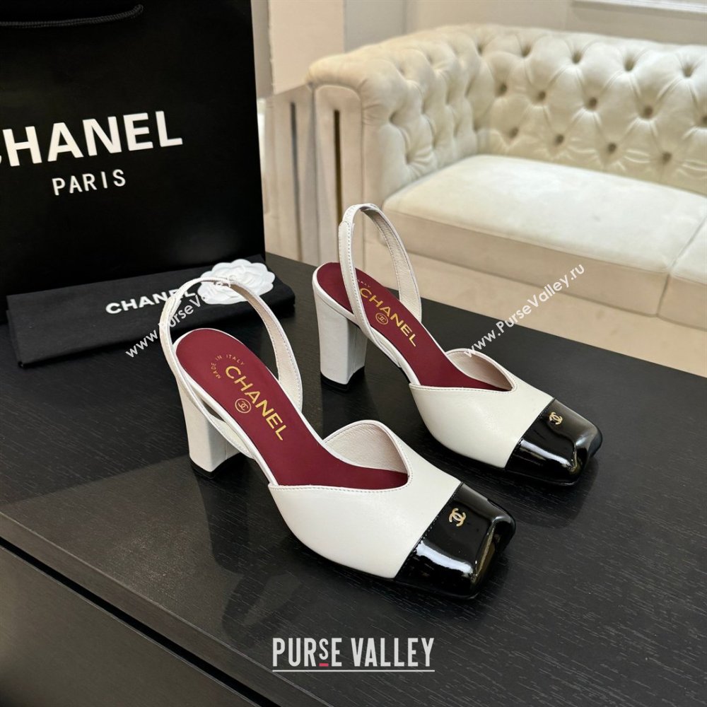 Chanel Slingbacks in Lambskin Patent Calfskin 9cm Heel G47204 White Spring Summer 2026 (MD-26031904)