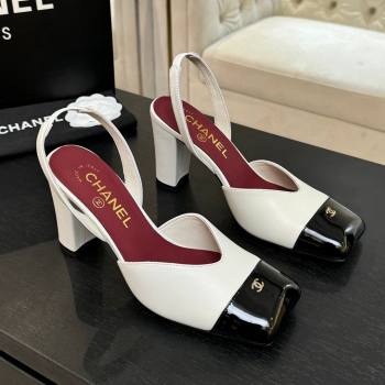 Chanel Slingbacks in Lambskin Patent Calfskin 9cm Heel G47204 White Spring Summer 2026 (MD-26031904)