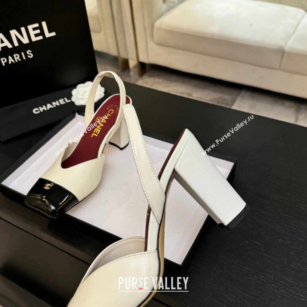 Chanel Slingbacks in Lambskin Patent Calfskin 9cm Heel G47204 White Spring Summer 2026 (MD-26031904)