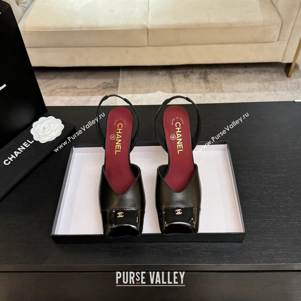 Chanel Slingbacks in Lambskin Patent Calfskin 9cm Heel G47204 Black Spring Summer 2026 (MD-26031905)