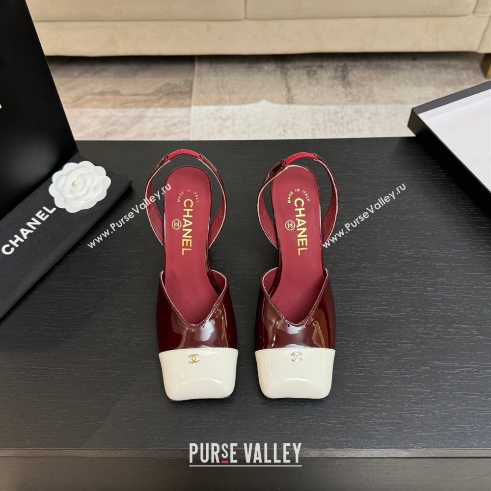 Chanel Slingbacks in Patent Calfskin 9cm Heel G47204 Burgundy Spring Summer 2026 (MD-26031903)