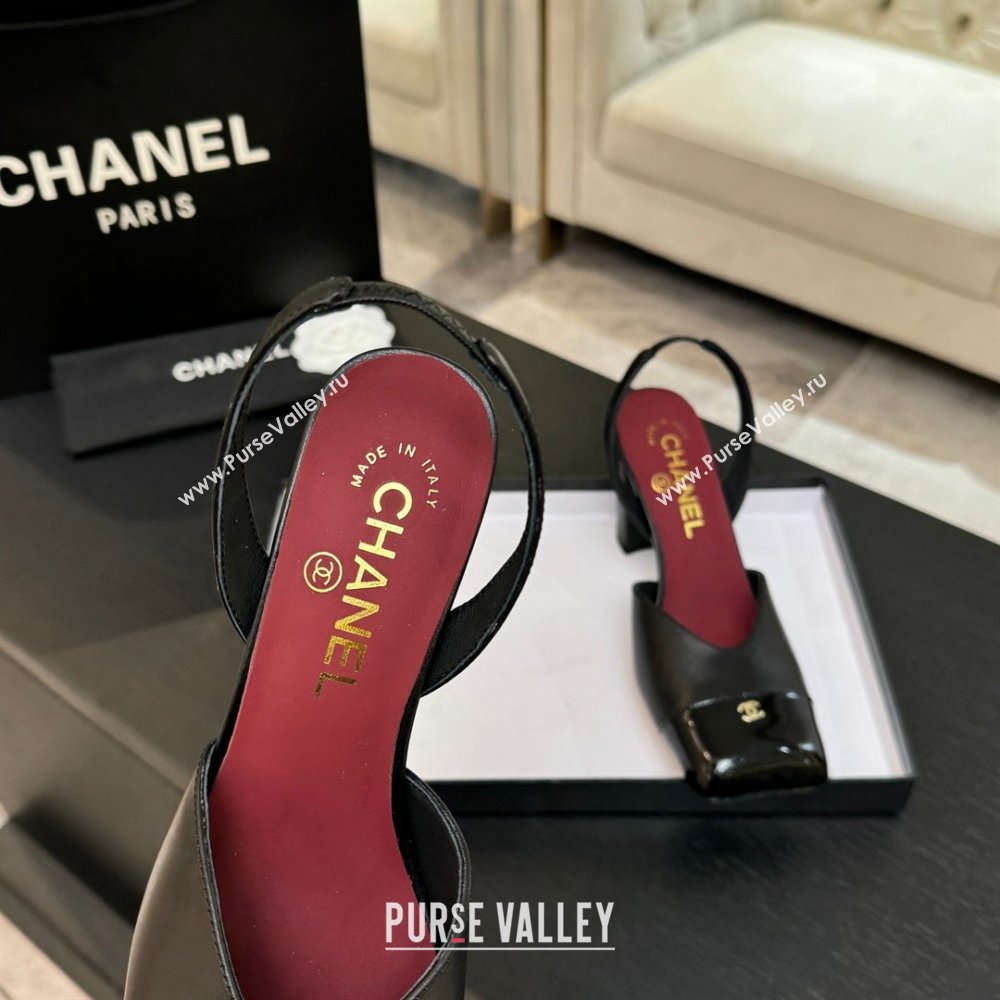 Chanel Slingbacks in Lambskin Patent Calfskin 9cm Heel G47204 Black Spring Summer 2026 (MD-26031905)