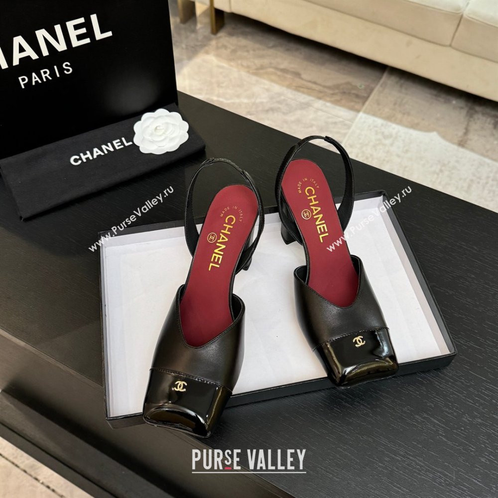 Chanel Slingbacks in Lambskin Patent Calfskin 9cm Heel G47204 Black Spring Summer 2026 (MD-26031905)
