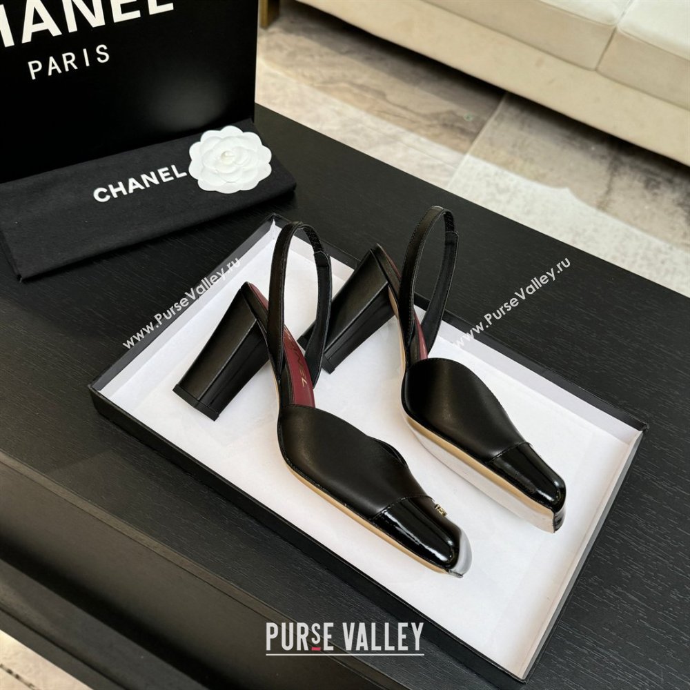 Chanel Slingbacks in Lambskin Patent Calfskin 9cm Heel G47204 Black Spring Summer 2026 (MD-26031905)