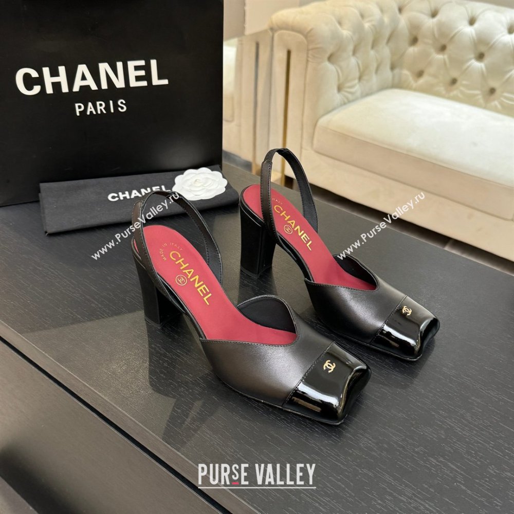 Chanel Slingbacks in Lambskin Patent Calfskin 9cm Heel G47204 Black Spring Summer 2026 (MD-26031905)