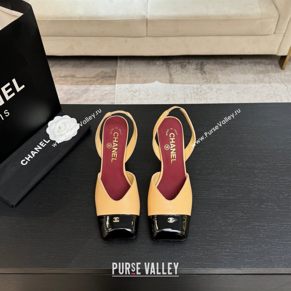 Chanel Slingbacks in Lambskin Patent Calfskin 9cm Heel G47204 Beige Spring Summer 2026 (MD-26031906)