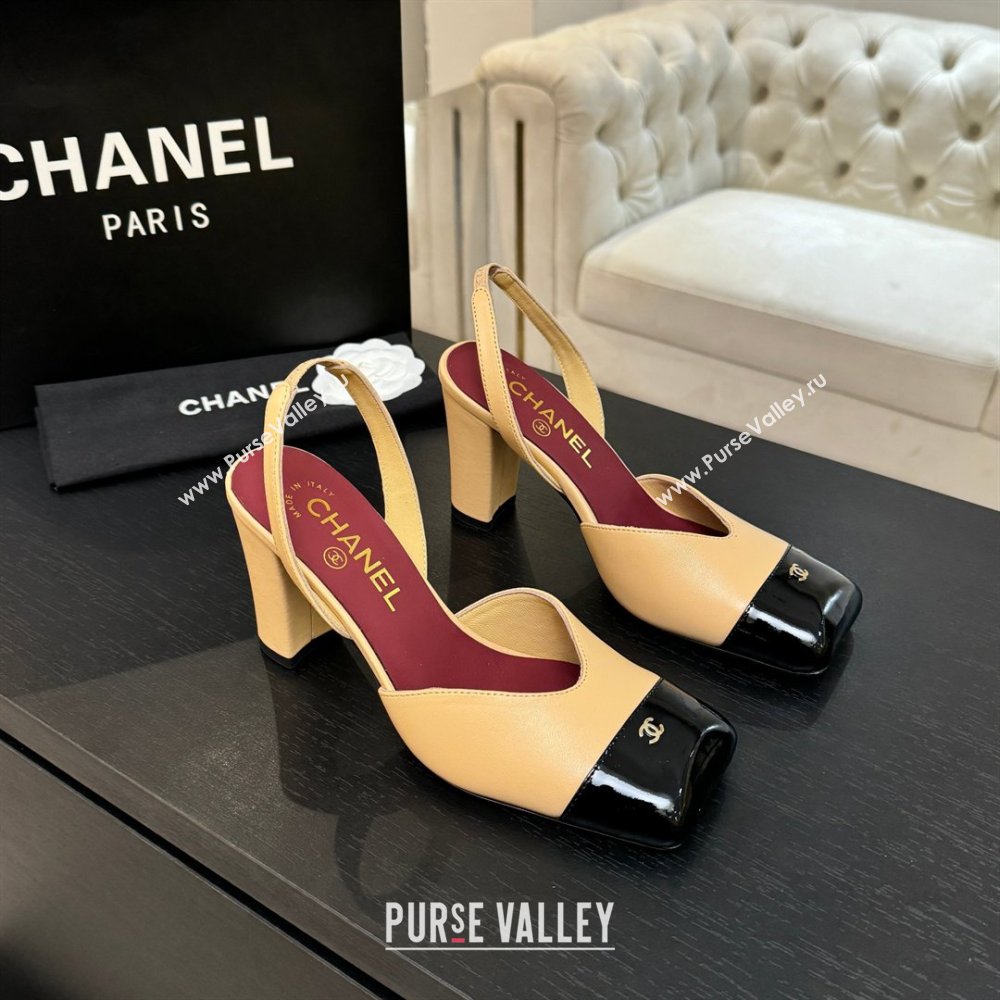 Chanel Slingbacks in Lambskin Patent Calfskin 9cm Heel G47204 Beige Spring Summer 2026 (MD-26031906)