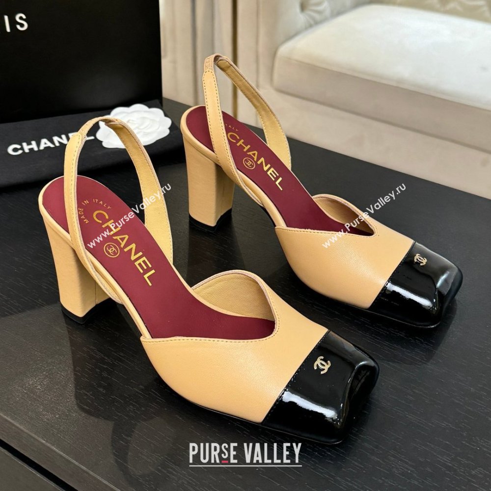 Chanel Slingbacks in Lambskin Patent Calfskin 9cm Heel G47204 Beige Spring Summer 2026 (MD-26031906)