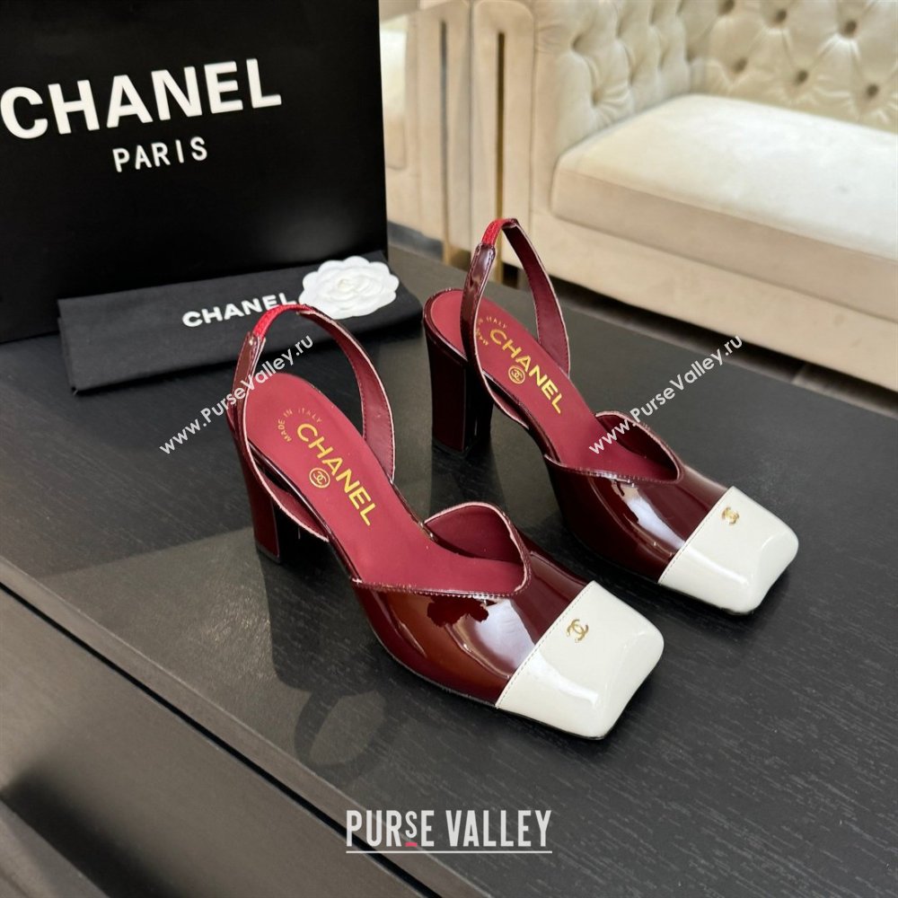 Chanel Slingbacks in Patent Calfskin 9cm Heel G47204 Burgundy Spring Summer 2026 (MD-26031903)