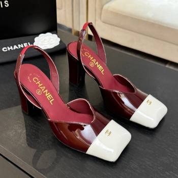 Chanel Slingbacks in Patent Calfskin 9cm Heel G47204 Burgundy Spring Summer 2026 (MD-26031903)