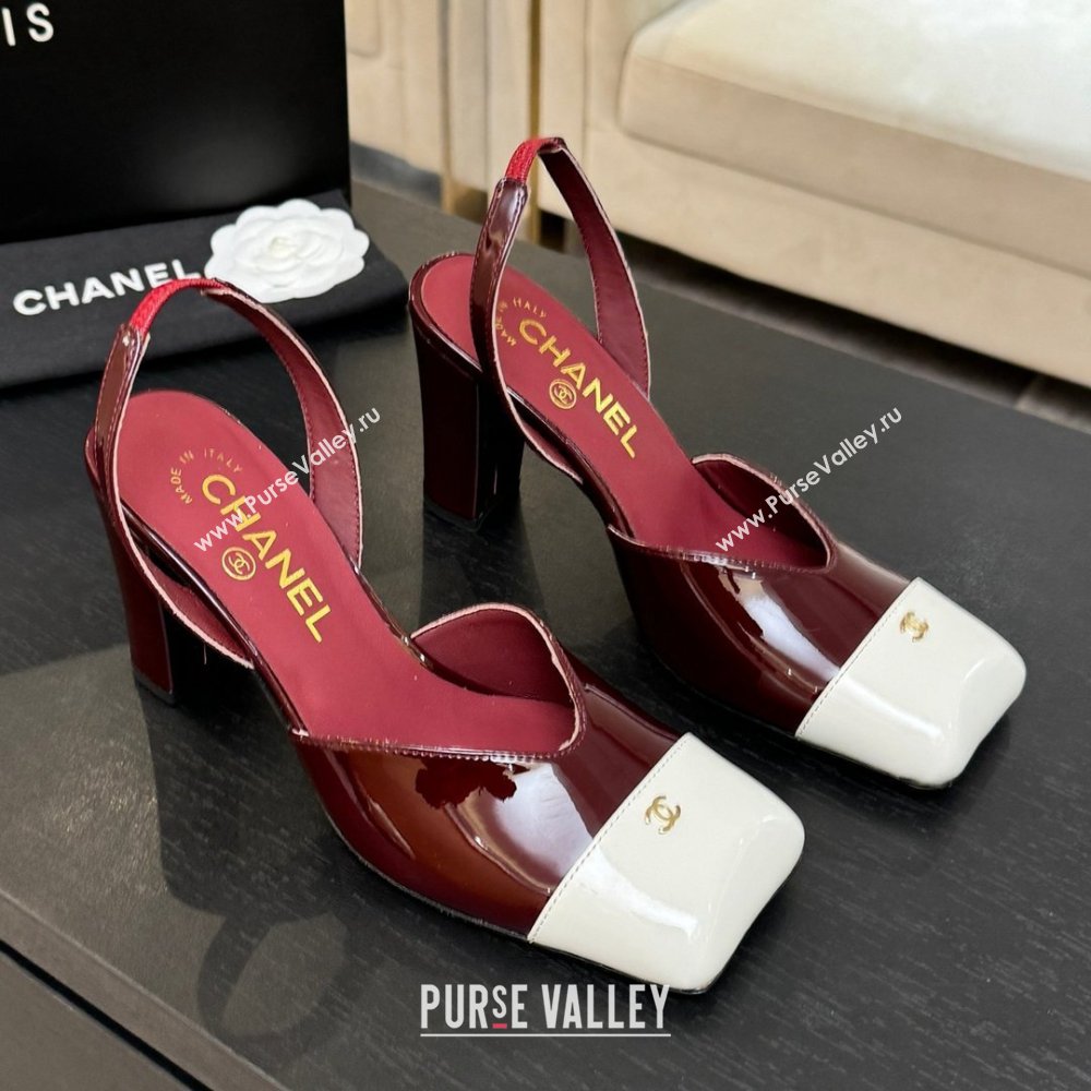 Chanel Slingbacks in Patent Calfskin 9cm Heel G47204 Burgundy Spring Summer 2026 (MD-26031903)