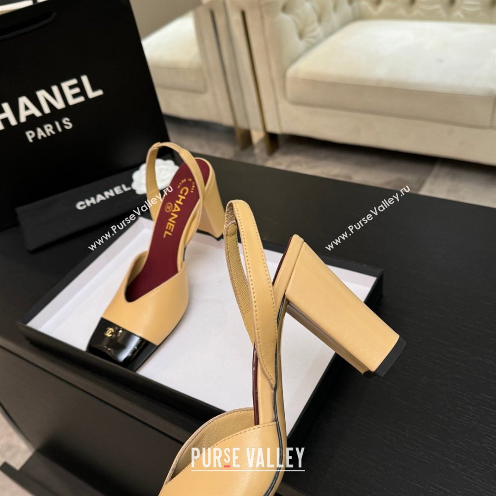 Chanel Slingbacks in Lambskin Patent Calfskin 9cm Heel G47204 Beige Spring Summer 2026 (MD-26031906)