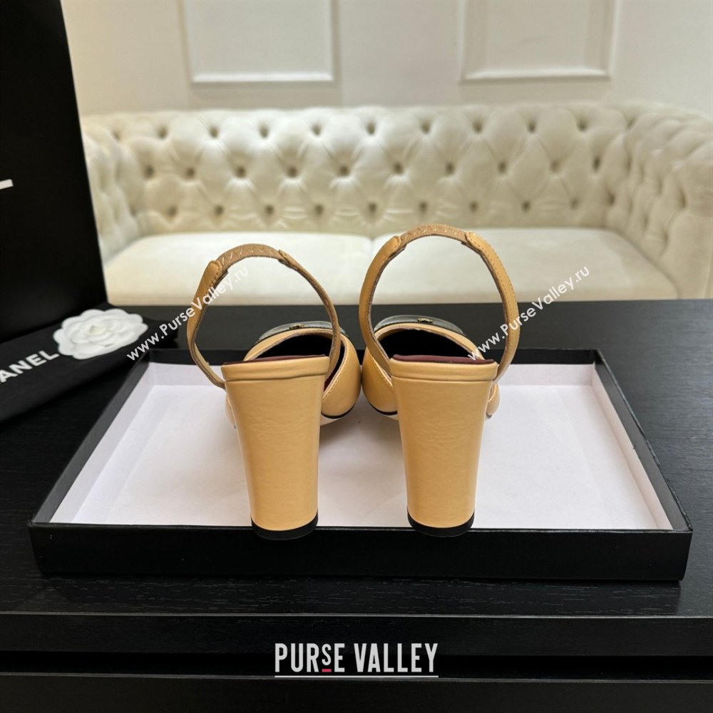 Chanel Slingbacks in Lambskin Patent Calfskin 9cm Heel G47204 Beige Spring Summer 2026 (MD-26031906)