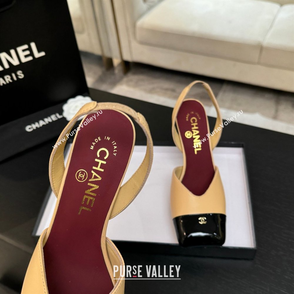 Chanel Slingbacks in Lambskin Patent Calfskin 9cm Heel G47204 Beige Spring Summer 2026 (MD-26031906)