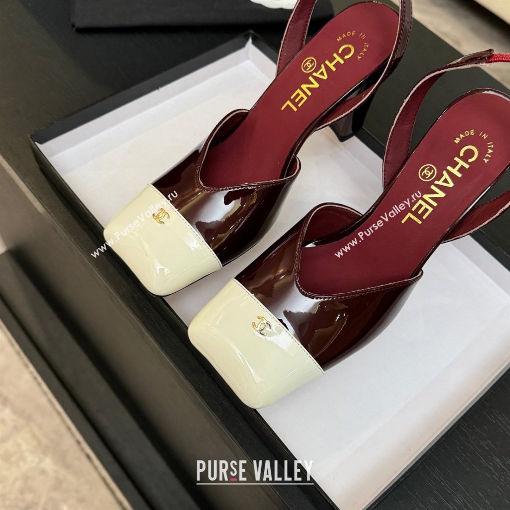 Chanel Slingbacks in Patent Calfskin 9cm Heel G47204 Burgundy Spring Summer 2026 (MD-26031903)
