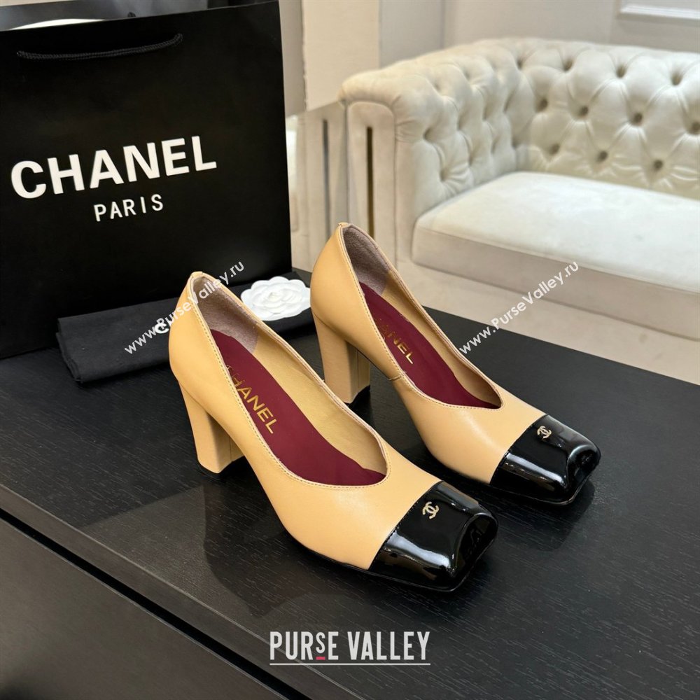 Chanel Pumps in Lambskin Patent Calfskin 9cm Heel G47203 Beige Spring Summer 2026 (MD-26031908)