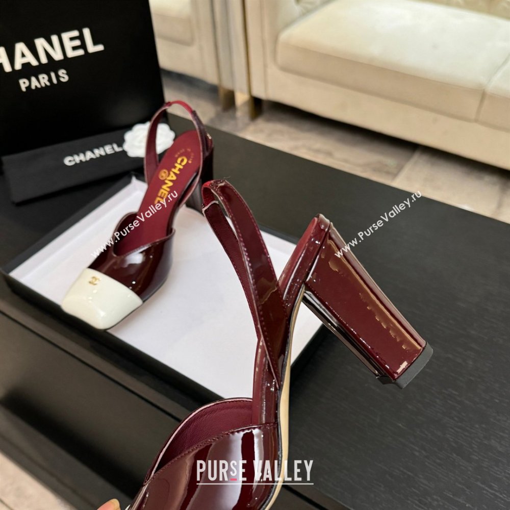 Chanel Slingbacks in Patent Calfskin 9cm Heel G47204 Burgundy Spring Summer 2026 (MD-26031903)