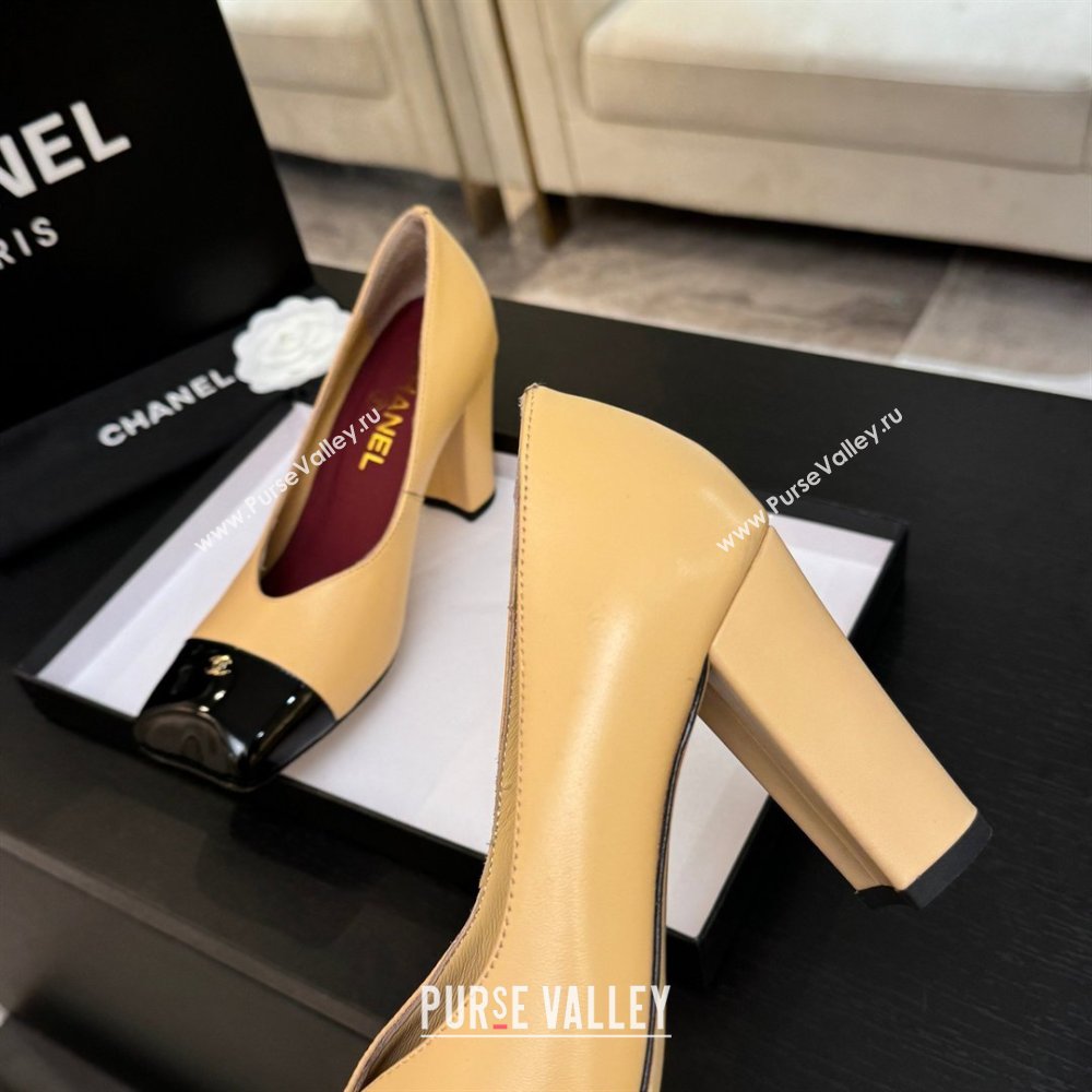 Chanel Pumps in Lambskin Patent Calfskin 9cm Heel G47203 Beige Spring Summer 2026 (MD-26031908)