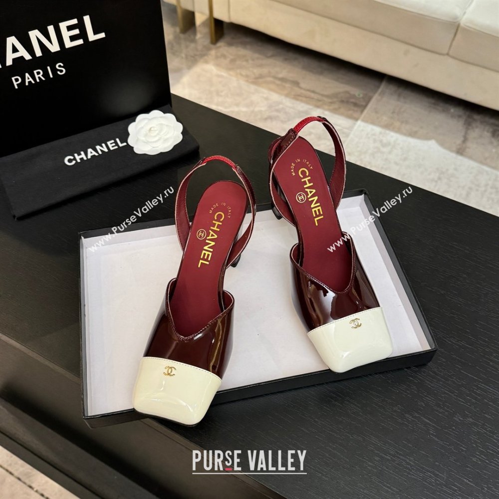 Chanel Slingbacks in Patent Calfskin 9cm Heel G47204 Burgundy Spring Summer 2026 (MD-26031903)