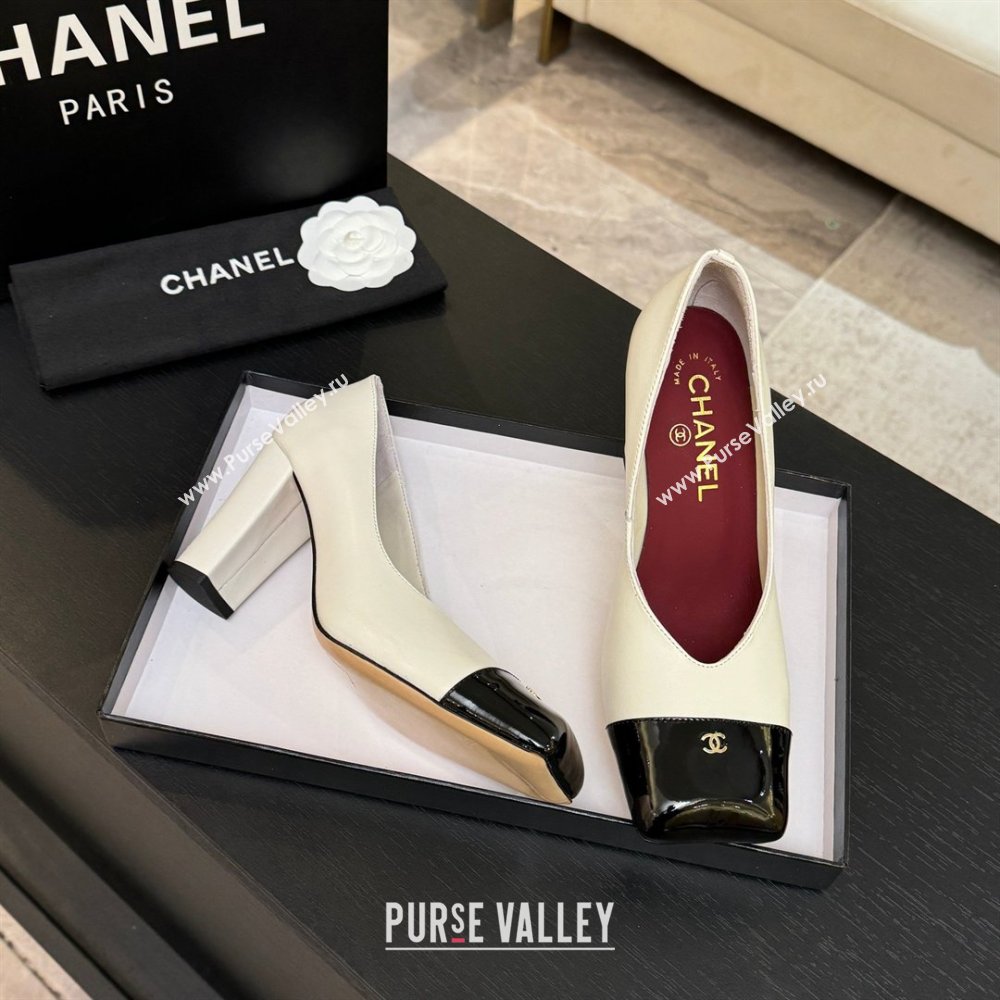 Chanel Pumps in Lambskin Patent Calfskin 9cm Heel G47203 White Spring Summer 2026 (MD-26031910)
