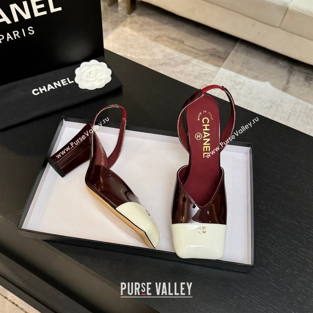 Chanel Slingbacks in Patent Calfskin 9cm Heel G47204 Burgundy Spring Summer 2026 (MD-26031903)