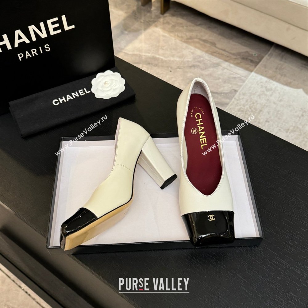 Chanel Pumps in Lambskin Patent Calfskin 9cm Heel G47203 White Spring Summer 2026 (MD-26031910)