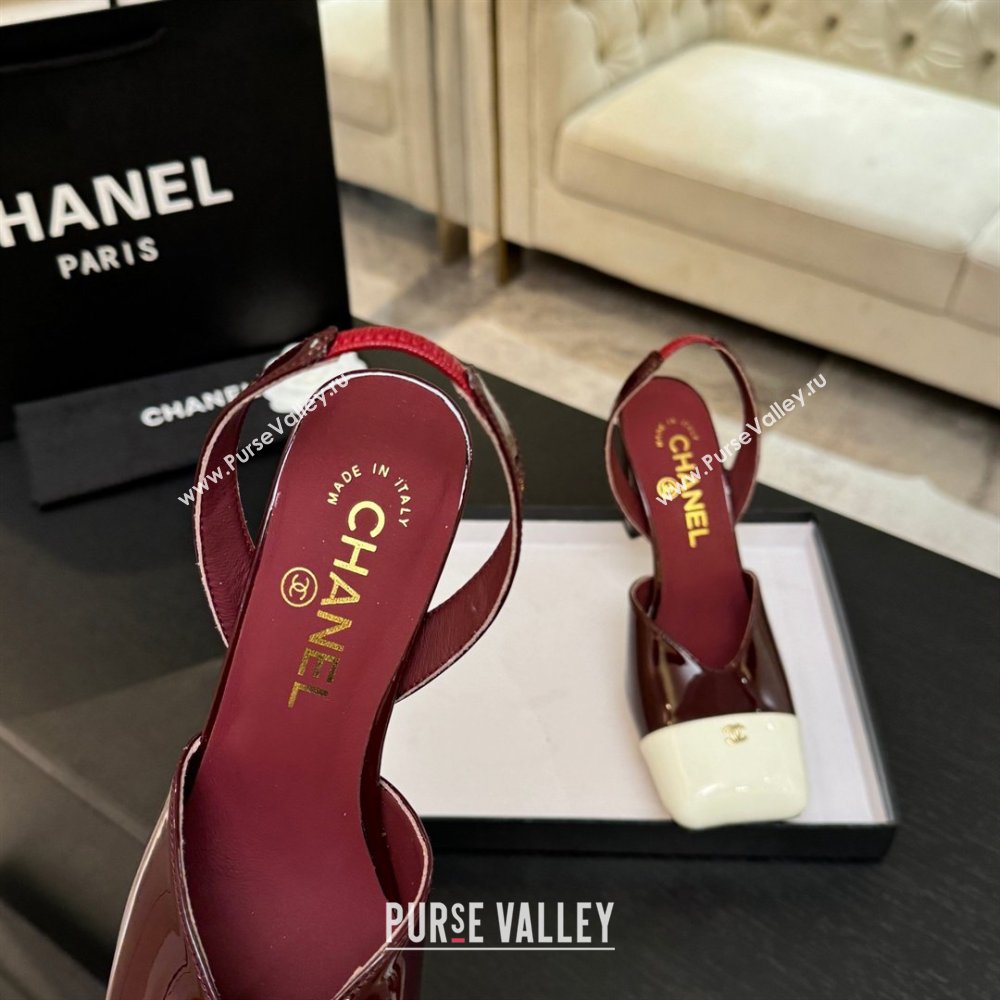 Chanel Slingbacks in Patent Calfskin 9cm Heel G47204 Burgundy Spring Summer 2026 (MD-26031903)