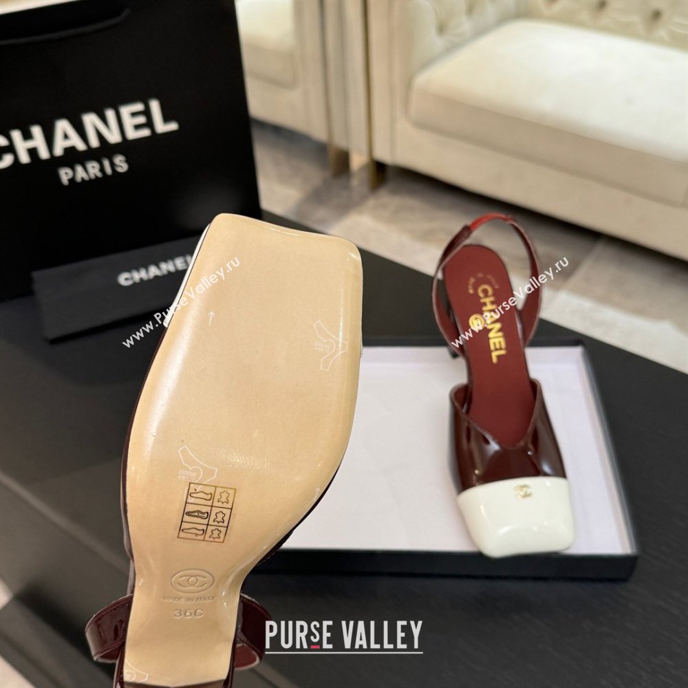 Chanel Slingbacks in Patent Calfskin 9cm Heel G47204 Burgundy Spring Summer 2026 (MD-26031903)