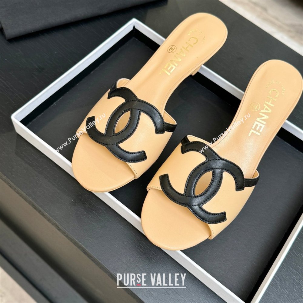 Chanel Lambskin Mules Sandals with 45mm Heel G47252 Beige 2026 (MD-26032504)