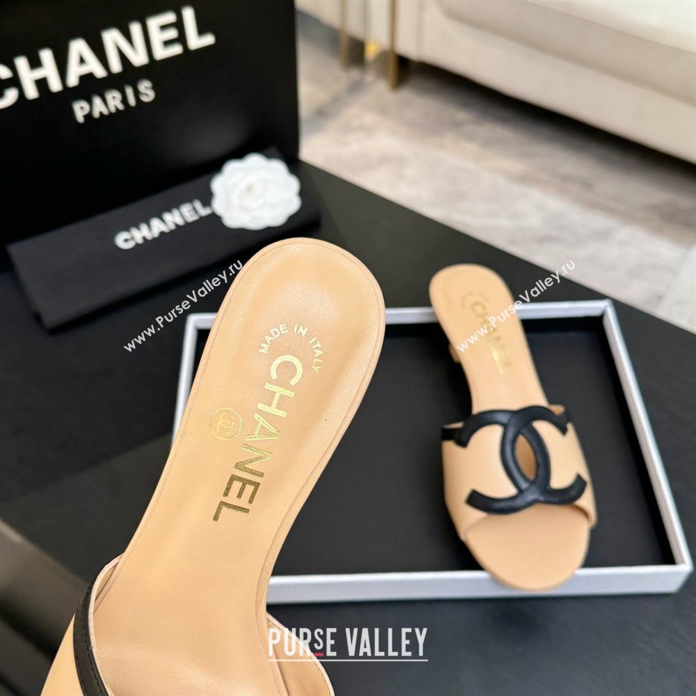 Chanel Lambskin Mules Sandals with 45mm Heel G47252 Beige 2026 (MD-26032504)