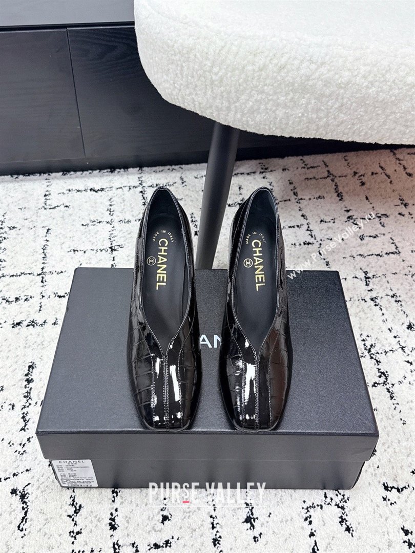 Chanel Pumps in Crocodile Embossed Calfskin Patent Calfskin G47181 Black 2026 (MD-26040209)