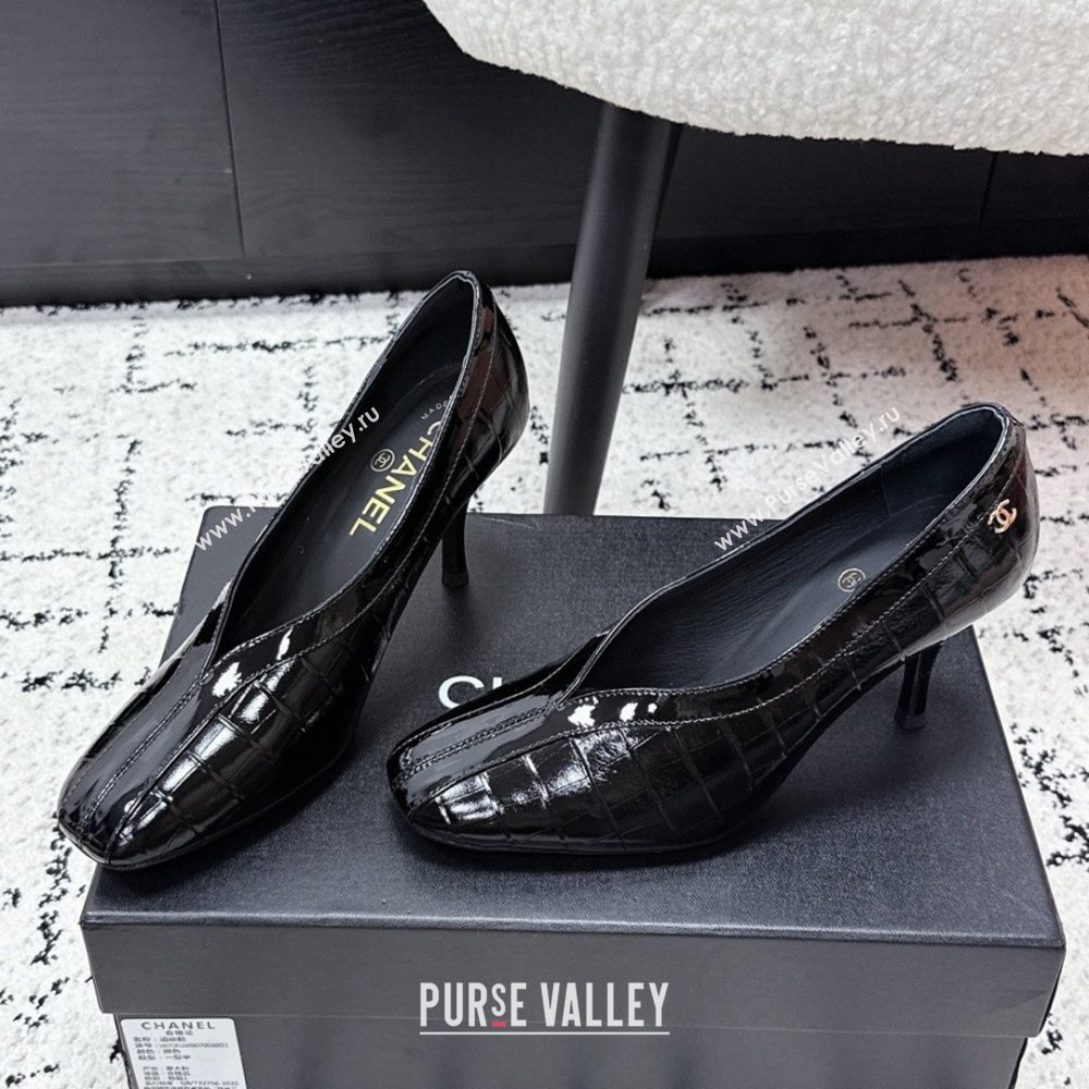 Chanel Pumps in Crocodile Embossed Calfskin Patent Calfskin G47181 Black 2026 (MD-26040209)