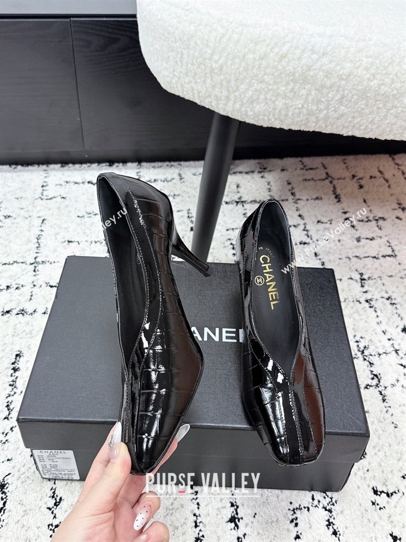 Chanel Pumps in Crocodile Embossed Calfskin Patent Calfskin G47181 Black 2026 (MD-26040209)
