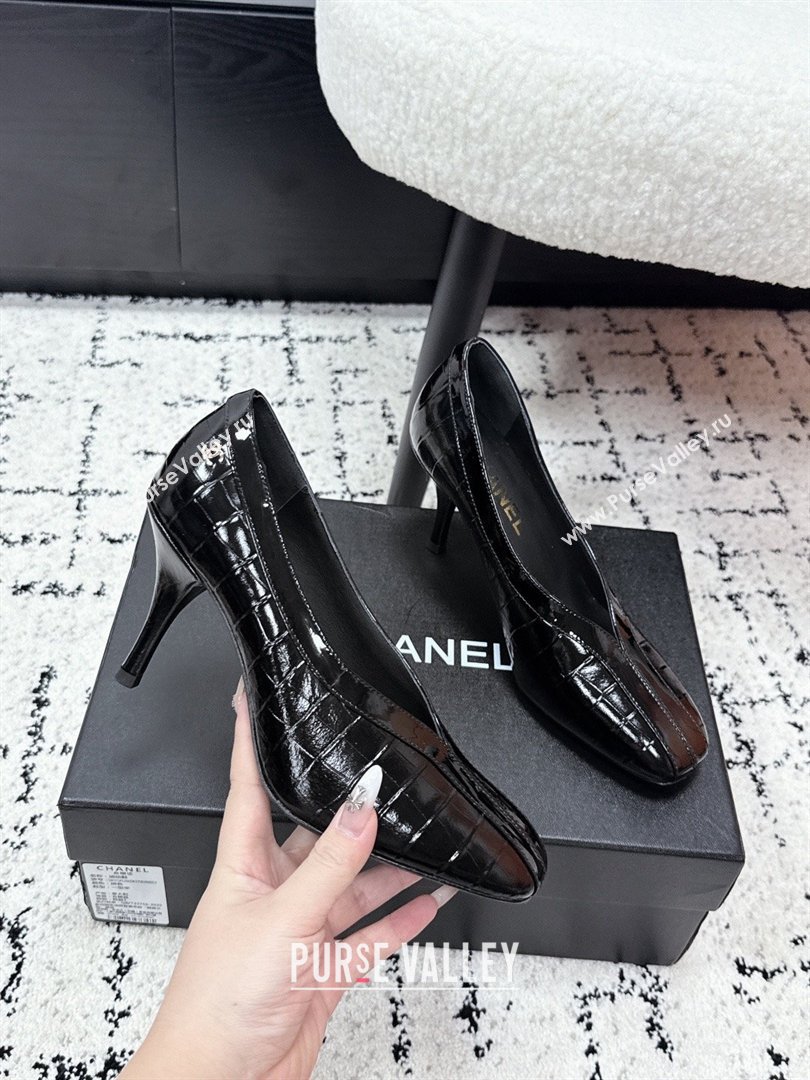 Chanel Pumps in Crocodile Embossed Calfskin Patent Calfskin G47181 Black 2026 (MD-26040209)