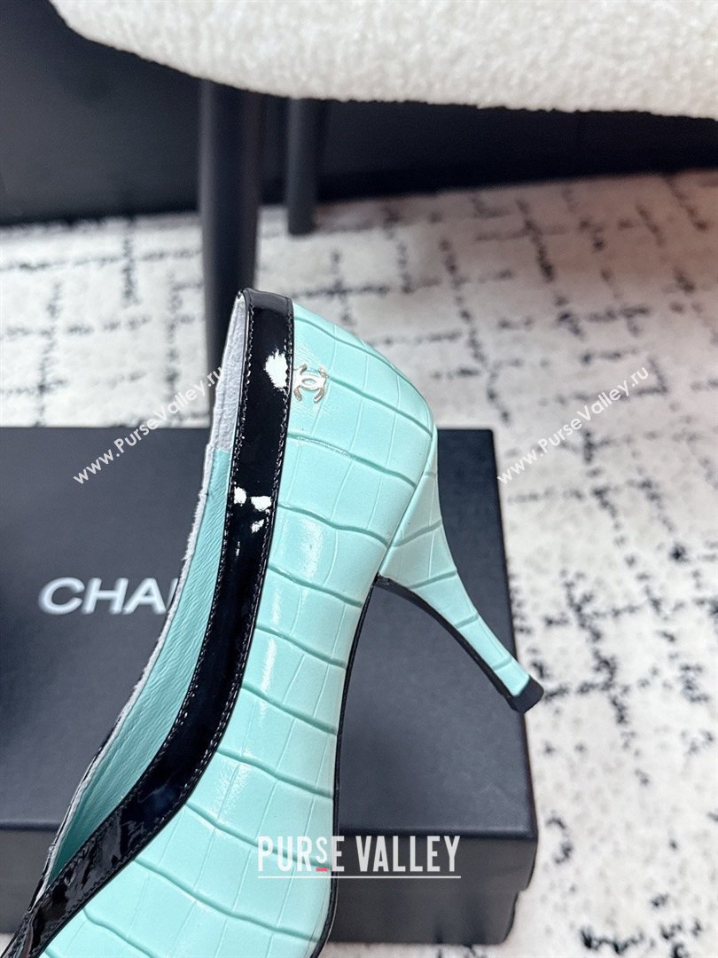 Chanel Pumps in Crocodile Embossed Calfskin Patent Calfskin G47181 Green/Black 2026 (MD-26040210)