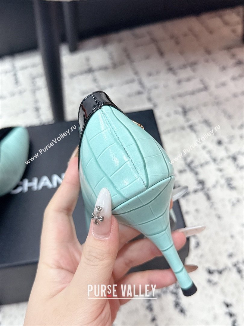 Chanel Pumps in Crocodile Embossed Calfskin Patent Calfskin G47181 Green/Black 2026 (MD-26040210)