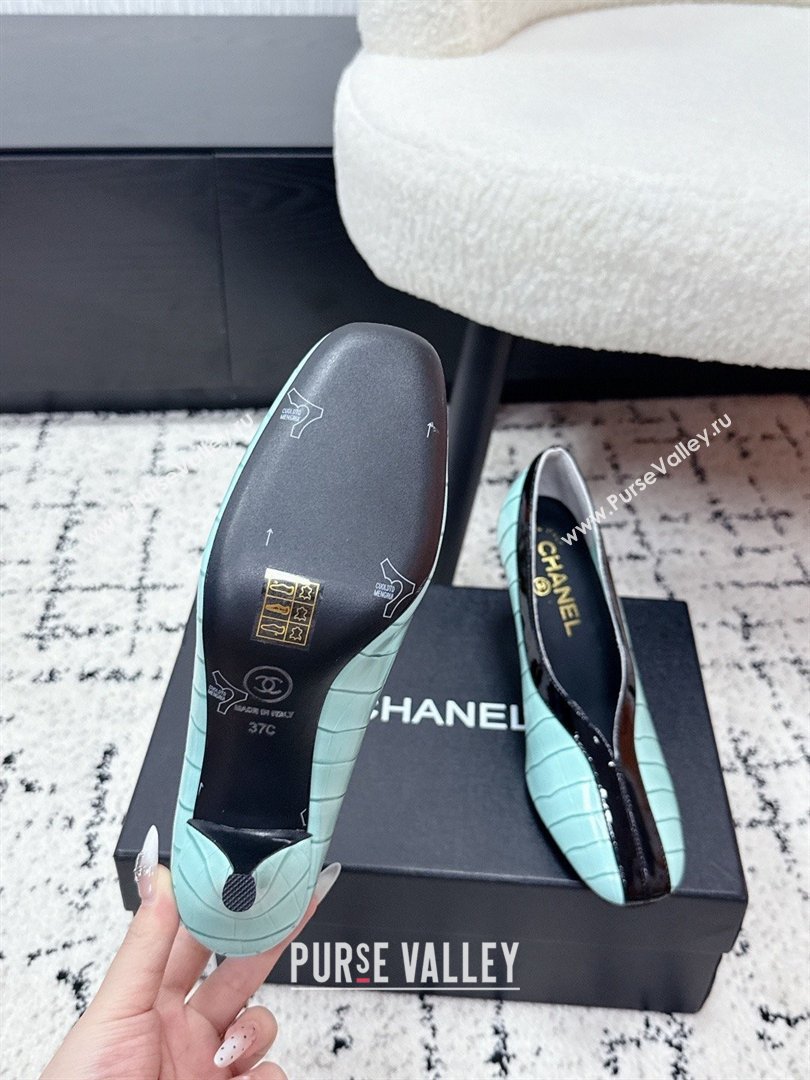 Chanel Pumps in Crocodile Embossed Calfskin Patent Calfskin G47181 Green/Black 2026 (MD-26040210)